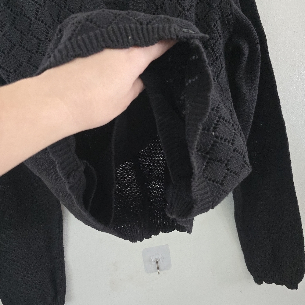 Teddi Vintage M Black Crochet Layered Sweater Cottagecore Grandma *read - Picture 4 of 11